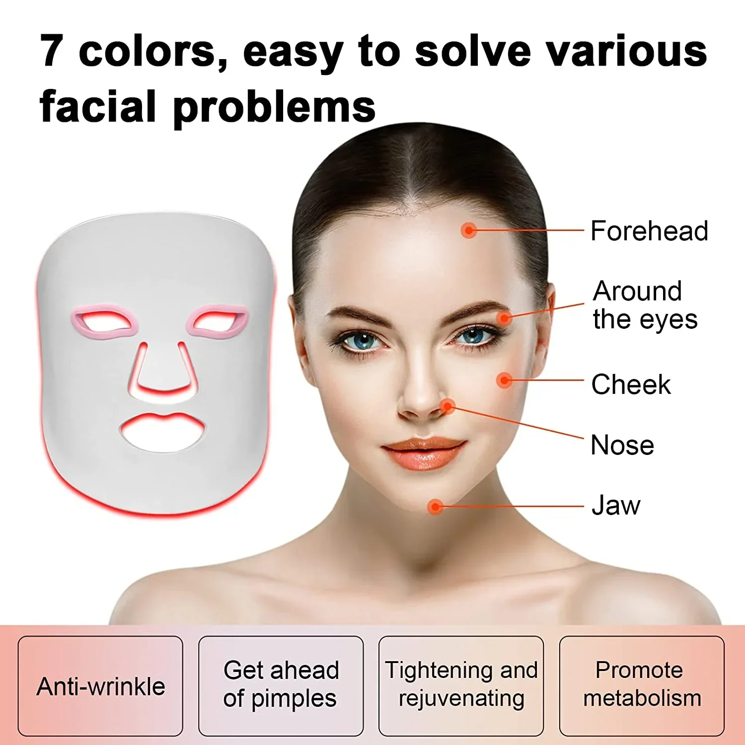 Led Light Therapy Face Mask - 완벽한 새 실리콘 마스크 다중 파장