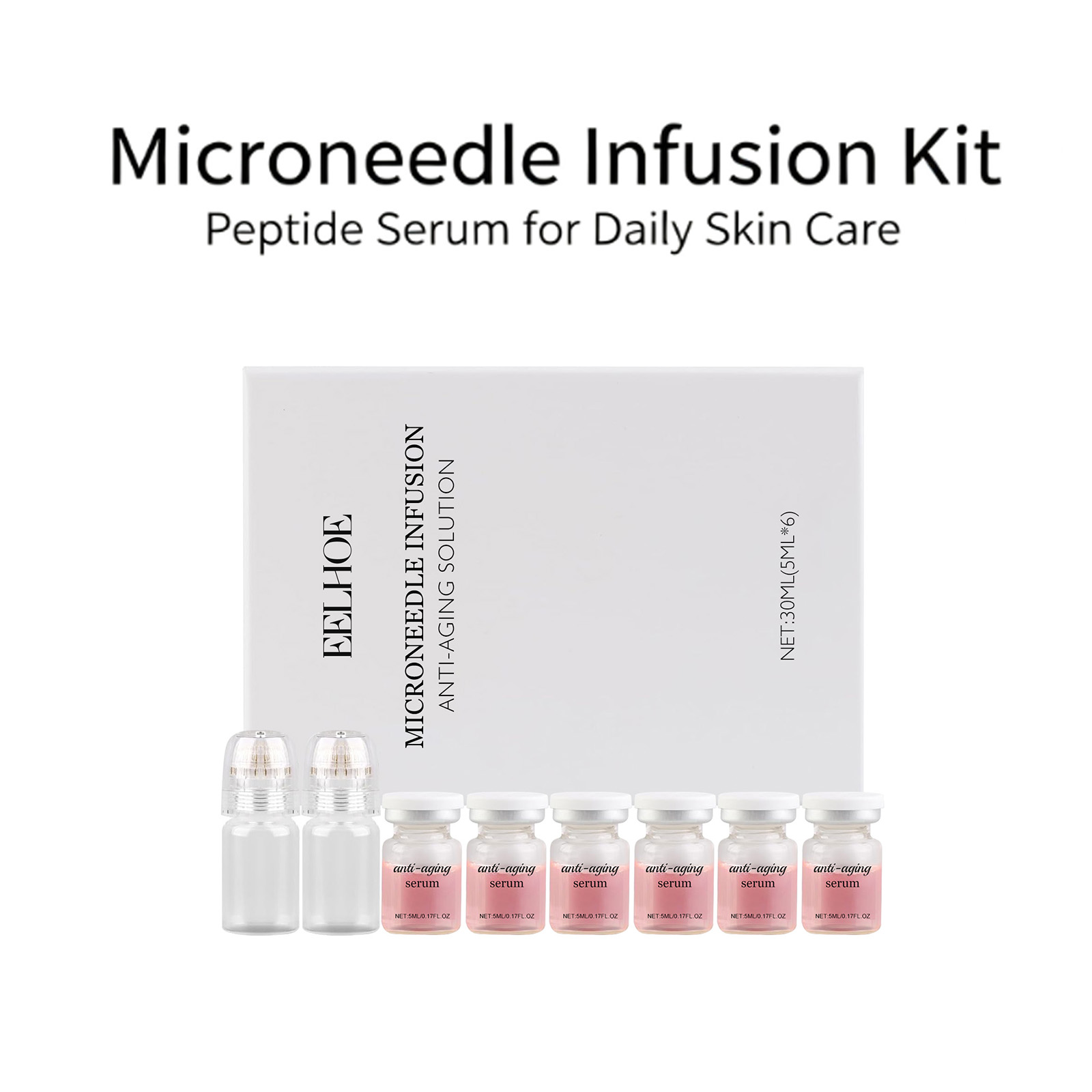 Hyaluronic Acid Facial Serum - 0.2mm 미세침 세럼 키트, 콜라겐 함유,