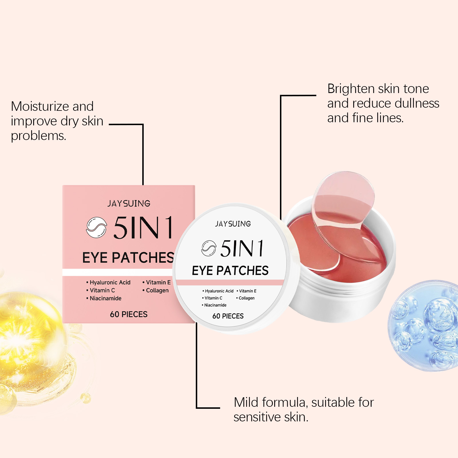 제이수잉 5-in-1 아이패치 장미향 히알루론산 & 콜 - Collagen Under Eye Patches 리뷰 및 가격