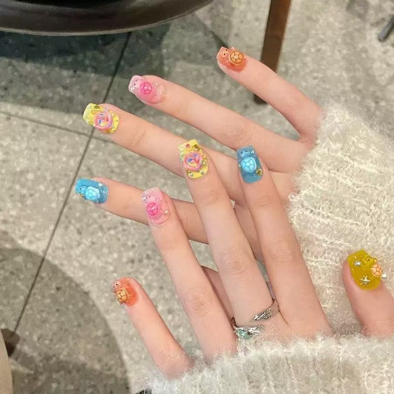 100개 미니 컬러풀 거북이 레진 참 플랫 백 카보숑  - Nail Art 리뷰 및 가격