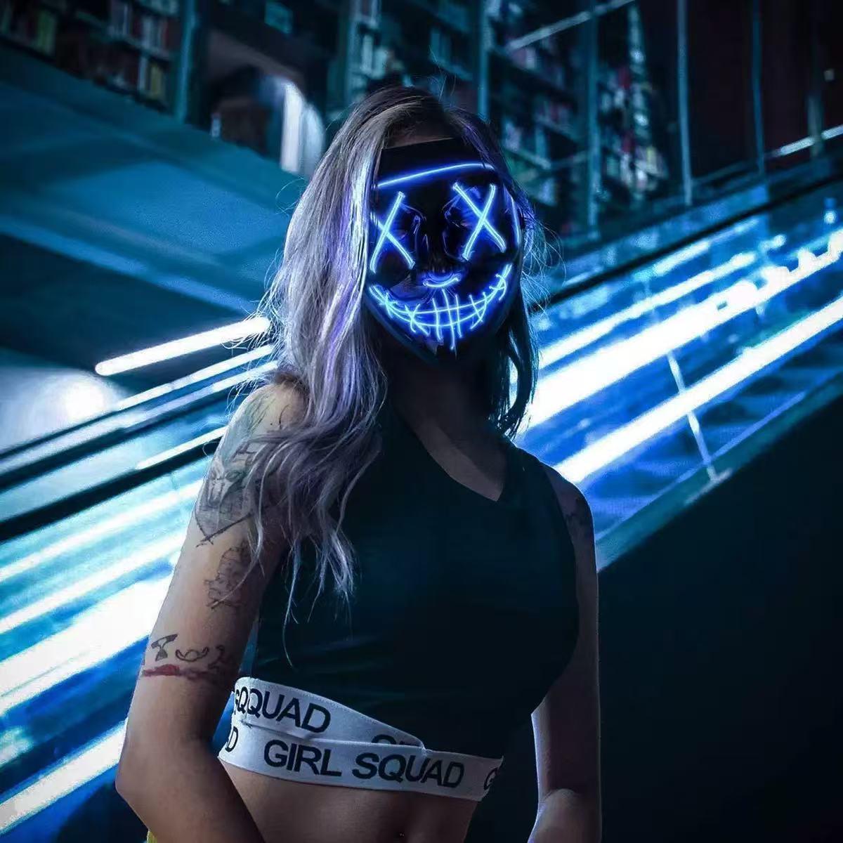 LED 발광 블랙 V자형 마스크, 가장무도회 응원 소품 - Led Light Therapy Face Mask 리뷰 및 가격