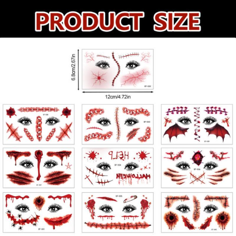 10장의 사실적인 흉터 문신 - 할로윈 코스프레 얼굴  - Makeup 리뷰 및 가격