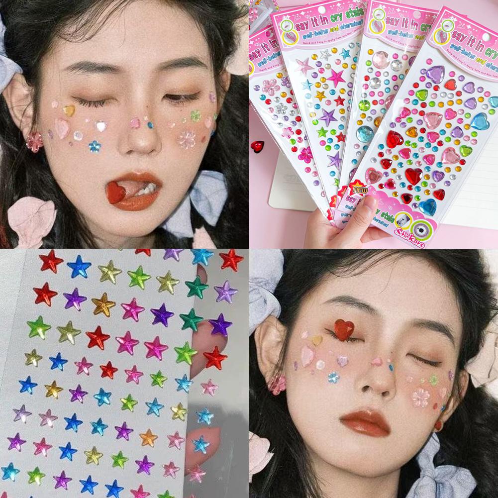 셀프 접착식 얼굴 라인스톤 화려한 크리스탈 젬 스티커  - Nail Art 리뷰 및 가격